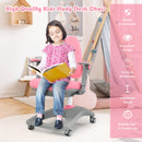 Kids Desk Study Chair Adjustable Height Depth w/ Sit-Brake Casters Pink HW67591PK