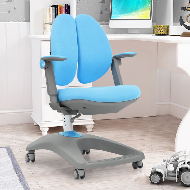Kids Desk Study Chair Adjustable Height Depth w/ Sit-Brake Casters Blue HW67591BL