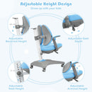 Kids Desk Study Chair Adjustable Height Depth w/ Sit-Brake Casters Blue HW67591BL