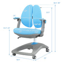 Kids Desk Study Chair Adjustable Height Depth w/ Sit-Brake Casters Blue HW67591BL