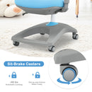 Kids Desk Study Chair Adjustable Height Depth w/ Sit-Brake Casters Blue HW67591BL