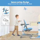 Kids Desk Study Chair Adjustable Height Depth w/ Sit-Brake Casters Blue HW67591BL