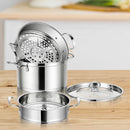 3-Tier Steamer Pot 304 Stainless Steel Steaming Cookware w/ Glass Lid KC52949