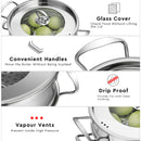 3-Tier Steamer Pot 304 Stainless Steel Steaming Cookware w/ Glass Lid KC52949