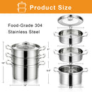 3-Tier Steamer Pot 304 Stainless Steel Steaming Cookware w/ Glass Lid KC52949