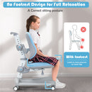 Adjustable Kids Study Desk Drafting Table Chair Set w/ Bookshelf Blue