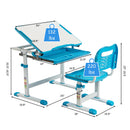Kids Desk and Chair Set Height Adjustable w/Tilted Tabletop&Drawer Blue HW67623BL