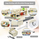 Adjustable Height Kids Drafting Table Study Desk&Chair w/Bookshelf Grey HW67588GR+HW67591GR