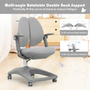 Adjustable Height Kids Drafting Table Study Desk&Chair w/Bookshelf Grey HW67588GR+HW67591GR