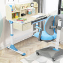 Adjustable Height Kids Drafting Table Study Desk&Chair w/Bookshelf Blue HW67588BL+HW67591BL