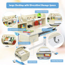 Adjustable Height Kids Drafting Table Study Desk&Chair w/Bookshelf Blue HW67588BL+HW67591BL