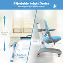 Adjustable Height Kids Drafting Table Study Desk&Chair w/Bookshelf Blue HW67588BL+HW67591BL