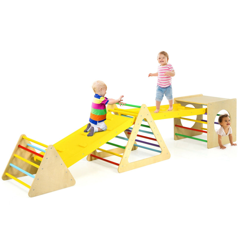 5 in 1 Toddler Playing Set Kids Climbing Triangle &amp; Cube Play Equipment