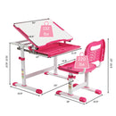 Kids Desk and Chair Set Height Adjustable w/Tilted Tabletop&Drawer Pink HW67623PI