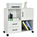 File Cabinet Mobile Lateral Printer Stand with Storage Shelves White CB10237WH