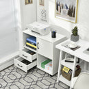 File Cabinet Mobile Lateral Printer Stand with Storage Shelves White CB10237WH