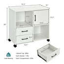 File Cabinet Mobile Lateral Printer Stand with Storage Shelves White CB10237WH