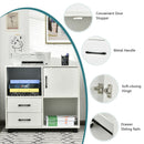 File Cabinet Mobile Lateral Printer Stand with Storage Shelves White CB10237WH