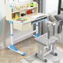 Adjustable Height Kids Study Desk Drafting Table w/Bookshelf&Hutch Blue HW67588BL