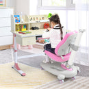 Adjustable Height Kids Study Desk Drafting Table w/Bookshelf&Hutch Pink
