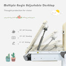 Adjustable Height Kids Study Desk Drafting Table w/Bookshelf&Hutch Grey