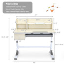 Adjustable Height Kids Study Desk Drafting Table w/Bookshelf&Hutch Grey