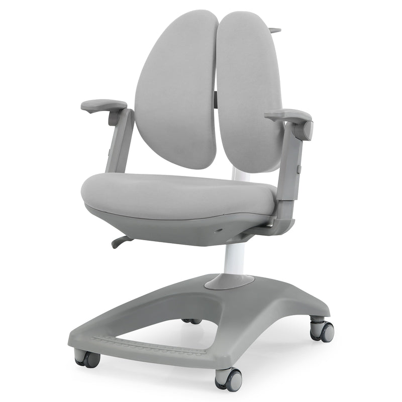 Kids Desk Study Chair Adjustable Height Depth w/ Sit-Brake Casters Grey HW67591GR