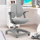 Kids Desk Study Chair Adjustable Height Depth w/ Sit-Brake Casters Grey HW67591GR