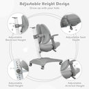 Kids Desk Study Chair Adjustable Height Depth w/ Sit-Brake Casters Grey HW67591GR