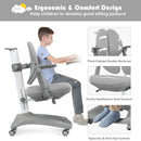 Kids Desk Study Chair Adjustable Height Depth w/ Sit-Brake Casters Grey HW67591GR