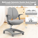 Kids Desk Study Chair Adjustable Height Depth w/ Sit-Brake Casters Grey HW67591GR