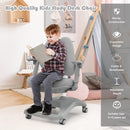 Kids Desk Study Chair Adjustable Height Depth w/ Sit-Brake Casters Grey HW67591GR