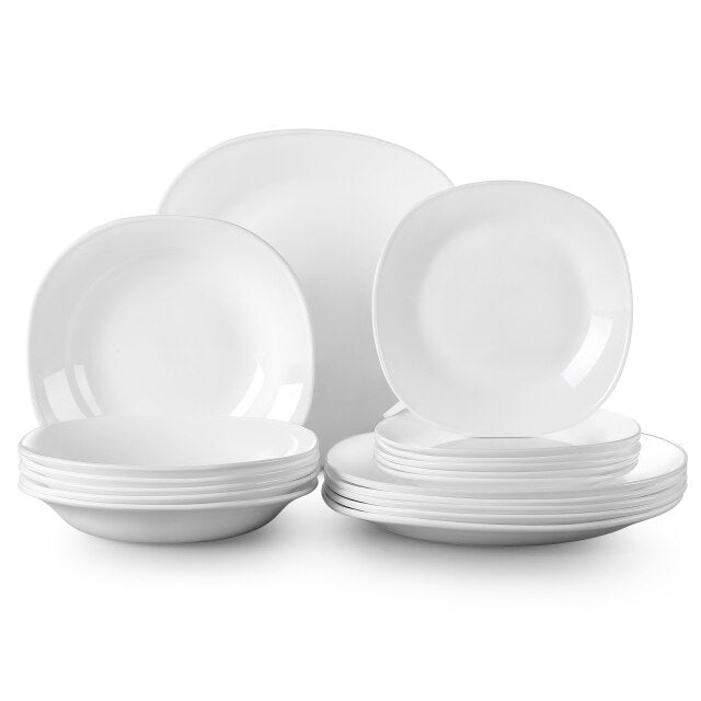 18/36-Piece Unbreakable Durable Opal Glass Tableware Dinner Set