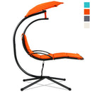 Hanging Hammock Chaise Lounge Chair with Canopy Cushion Orange