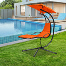 Hanging Hammock Chaise Lounge Chair with Canopy Cushion Orange