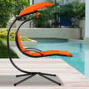 Hanging Hammock Chaise Lounge Chair with Canopy Cushion Orange
