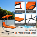 Hanging Hammock Chaise Lounge Chair with Canopy Cushion Orange
