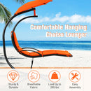 Hanging Hammock Chaise Lounge Chair with Canopy Cushion Orange