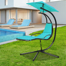Hanging Hammock Chaise Lounge Chair with Canopy Cushion Turquoise