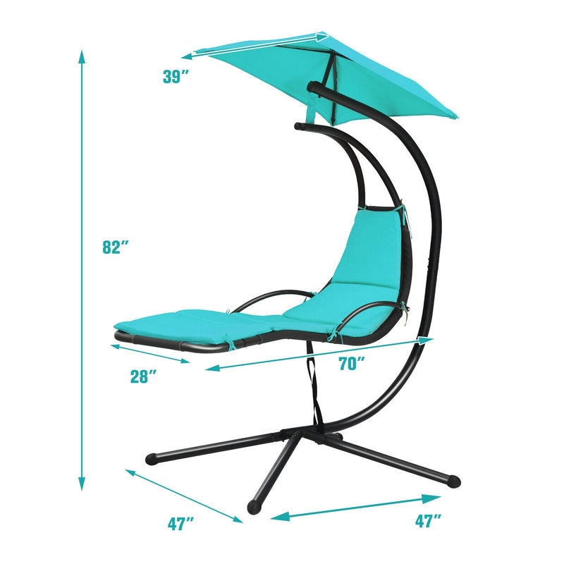Hanging Hammock Chaise Lounge Chair with Canopy Cushion Turquoise