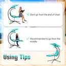 Hanging Hammock Chaise Lounge Chair with Canopy Cushion Turquoise