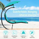 Hanging Hammock Chaise Lounge Chair with Canopy Cushion Turquoise