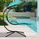 Hanging Hammock Chaise Lounge Chair with Canopy Cushion Turquoise