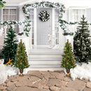 4Ft/5Ft Pre-Lit Christmas Entrance Tree In Urn w/ 60/100 LED Light Red Berries Pine Cone