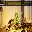 4Ft/5Ft Pre-Lit Christmas Entrance Tree In Urn w/ 60/100 LED Light Red Berries Pine Cone