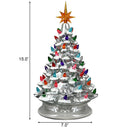Ceramic Tabletop Christmas Tree Battery Powered Silver