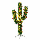5Ft/6Ft/7Ft Pre-Lit Cactus Artificial Christmas Tree w/LED Lights and Ball Ornaments