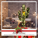 5Ft/6Ft/7Ft Pre-Lit Cactus Artificial Christmas Tree w/LED Lights and Ball Ornaments