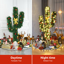 5Ft/6Ft/7Ft Pre-Lit Cactus Artificial Christmas Tree w/LED Lights and Ball Ornaments
