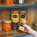 Glass Jars with Silicone Ring Bamboo lid,Set of 6 Glass Food Storage